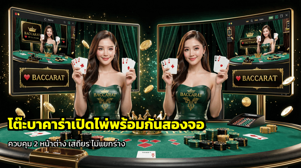 โต๊ะบาคาร่าเปิดไพ่พร้อมกันสองจอ