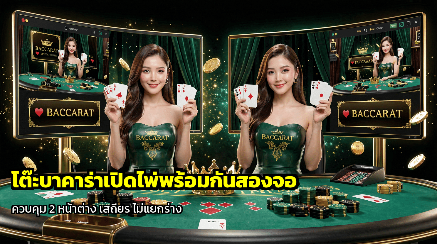 โต๊ะบาคาร่าเปิดไพ่พร้อมกันสองจอ